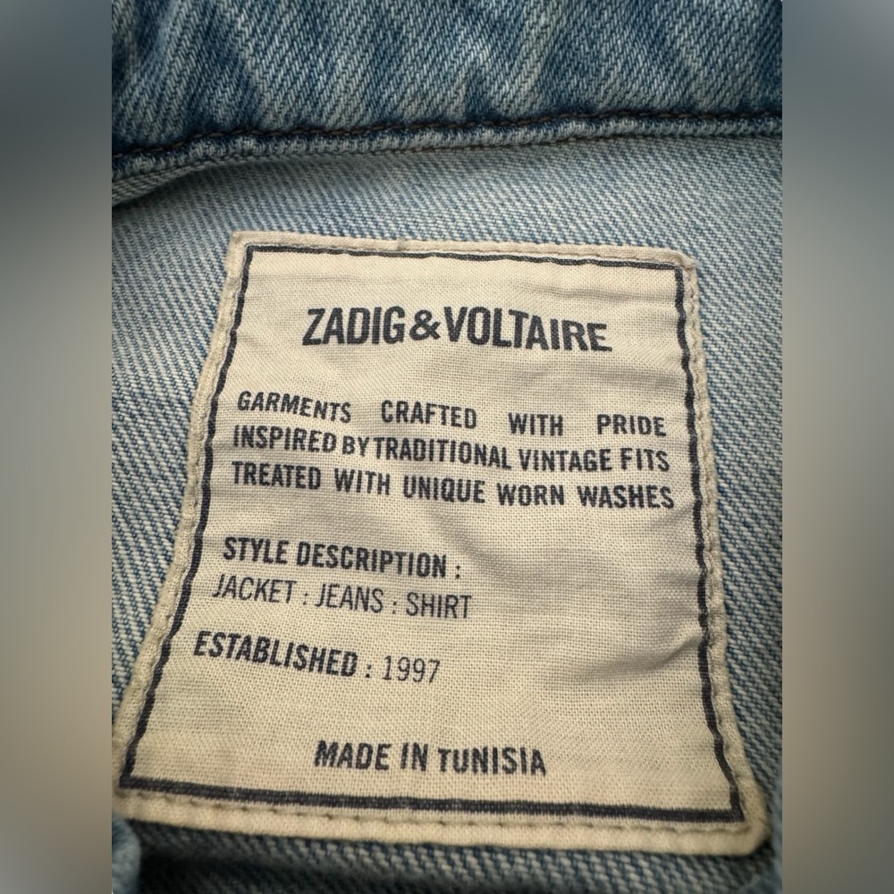 Zadig & Voltaire Kase Vignon Skull Embroidered Jean Jacket Small - Picture 13 of 15